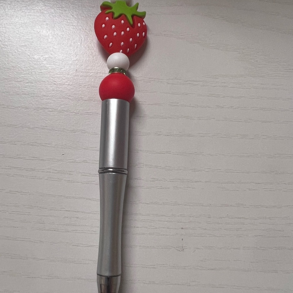Strawberry Themed Silver Pen